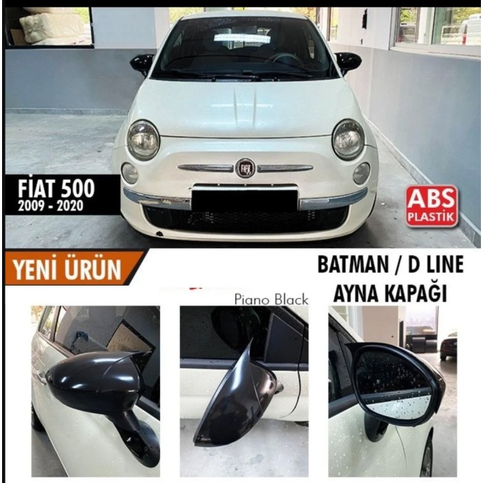 Fiat 500 -500L Uyumlu Yarasa Batman Ayna Kapağı 2014-2018 Piano Black
