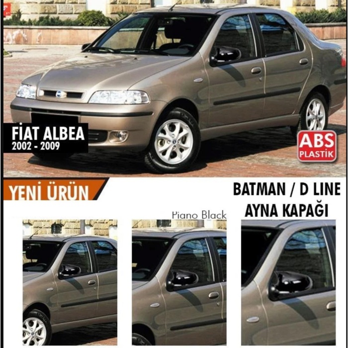 Fiat Albea Makyajsız Kasa 2002-2009 Uyumlu Yarasa Batman Ayna Kapağı Piano Black