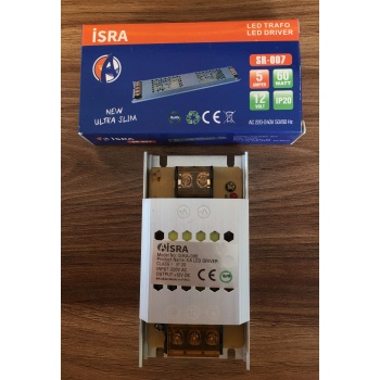 İSRA 12 Volt 60 Watt 5 Amper Ultra Slim Led Trafo (IP20)