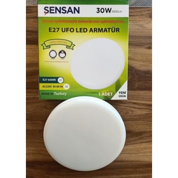 Şensan E-27 Duylu 30 Watt Beyaz Işık Ufo LED Armatür ve Sıva Üstü Armatür Özellikli