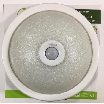 DOĞA LED E-27 Duylu Camlı Yuvarlak Hareket Sensörlü Tavan Armatürü ( TSE Belgeli )