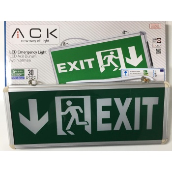 ACK Aşağı Ok İşaretli Ledli Acil Çıkış Levhası ( AC14-00353 )