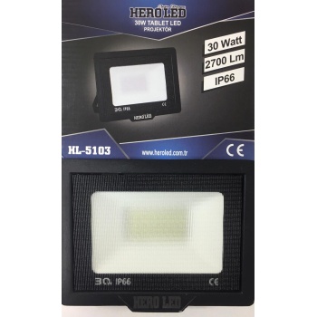 HEROLED 30 Watt 2700 Lümen Beyaz Işık Tablet Led Projektör ( IP66 )