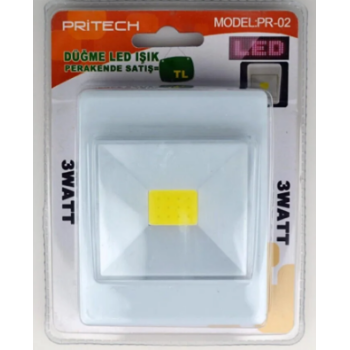 PRİTECH 3 Watt Mıknatıslı Her Yere Kolay Monte Edilebilen Düğme Led Işık