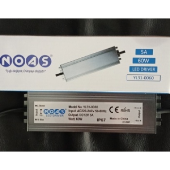 NOAS 60 Watt 5 Amper Nemli Yer Led Driver