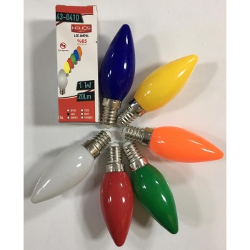 Helios 1 Watt E-14 Duylu Sarı,Yeşil,Mavi,Turuncu,Kırmızı ve Beyaz Işık 6lı Led Ampul