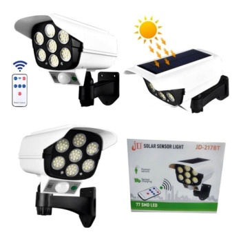 RANCHİ 77 SMD Ledli Kumandalı Beyaz Işık Hareket Sensörlü Kamera Şeklinde Güneş Enerjili Led Lamba JD-2178T ( IP65 )