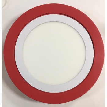 18 Watt Kırmızı Renk Sıva Üstü Özellikli Boş Kasa + 18 Watt Beyaz Kasa Beyaz Işık Sıva Altı Led Panel Takım