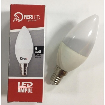 FERLED 6 Watt 540 Lümen E-14 Duylu Gün Işığı 5li Led Mum Ampul