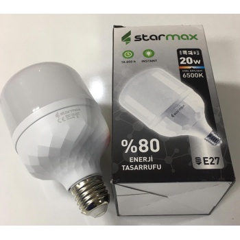 STARMAX 20 Watt E27 Duylu Beyaz Işık Enerji Tasarruflu Torch Ampul