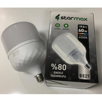 STARMAX 60 Watt E27 Duylu Beyaz Işık Enerji Tasarruflu Torch Ampul