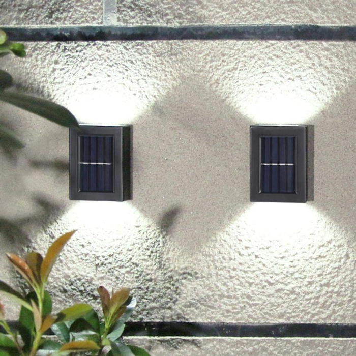 Güneş Enerjili Çift Taraflı Beyaz Işık 2 Adet Solarlı Duvar Tipi Modern Led Aplik