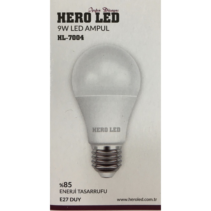 HEROLED E - 27 Duylu 9 Watt 550 Lümen Beyaz Işık 10’lu Led Ampul *HL-7004