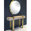 D-B Dresuar PVD Mat/Parlak Gold 30 x 138 x 90 cm 304 Paslanmaz MDF ve Ayna Ayna / ø90 cm