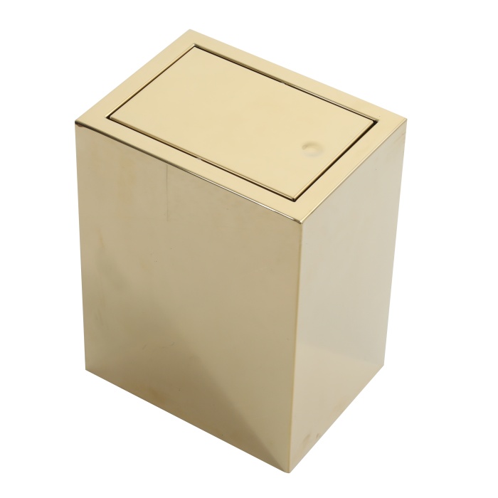 Kubıca Gold Serisi, Kapaklı Çöp Kovası, 23x17x30cm, PVD Kaplama, 304 Paslanmaz