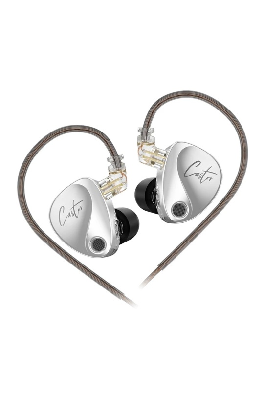KZ Castor Kulak HiFi Kulaklık 2 Dinamik High-end Ayarlanabilir dengeli armatür In-Ear Monitör Kulakiçi Kulaklık (Silver-Gri)