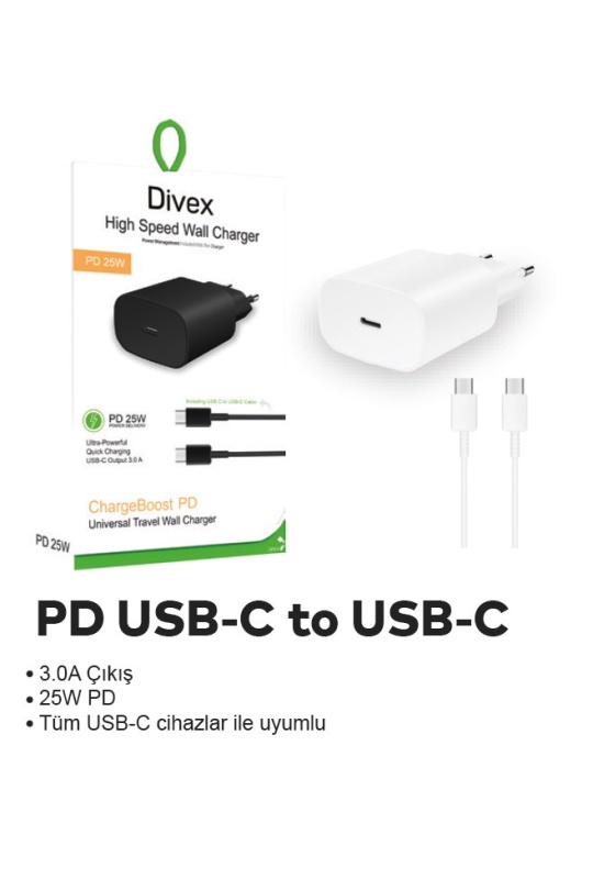 Divex Ds-224 Set Süper Hızlıpd 25W Type-CDen Type-C Kablo