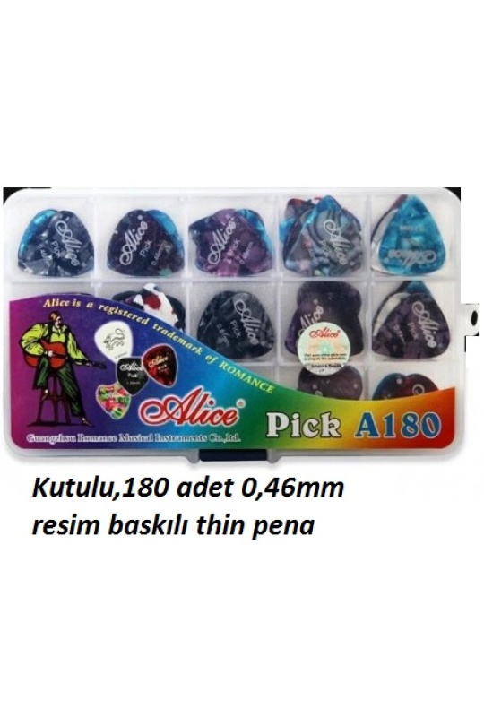 Alice Ap-180R2 İki Taraf Baskılı Renkli Gitar Pena (180 Adet )