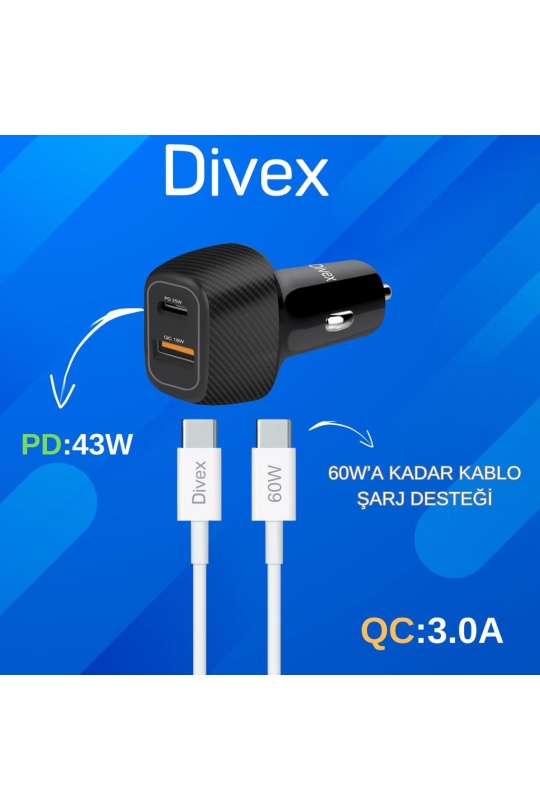 Divex Da-312 Pd 43W Usb-C To C Araç Şarjı
