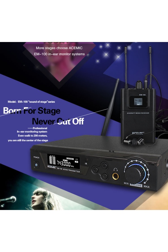 Acemic Em-100 Uhf Wireless In-Ear Monitoring System