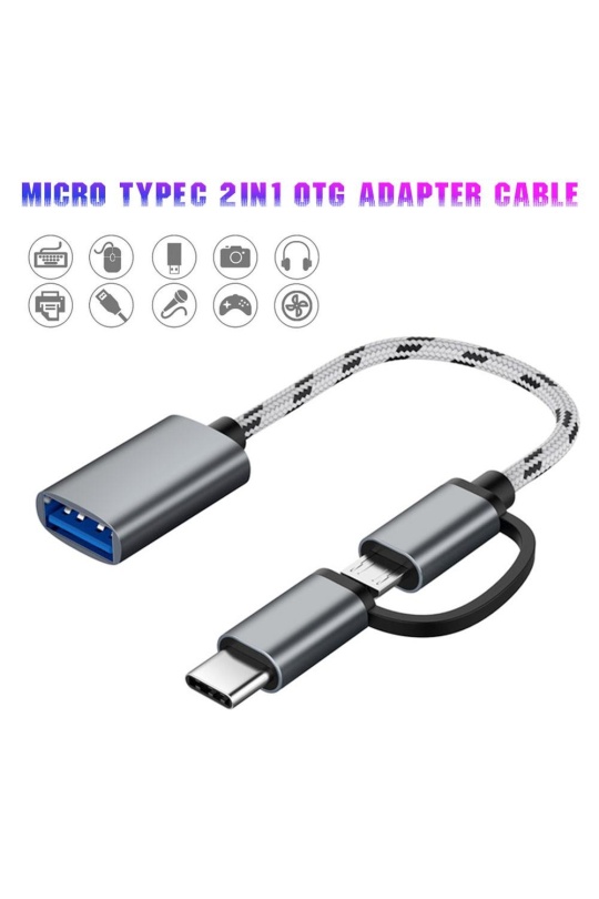 2 İn 1 Usb 3 0 Otg Adapter Nylon Braid Cable Micro Usb Type C Data