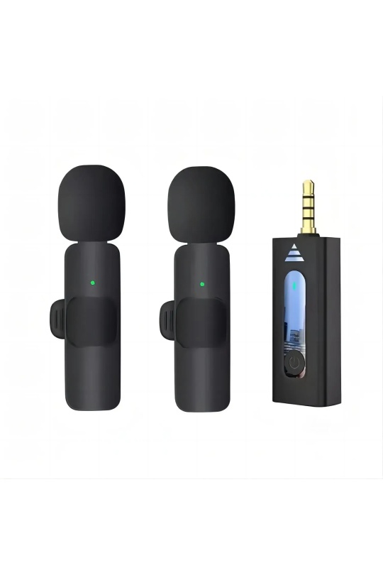 K9 Kablosuz Yaka Mikrofon Android iPhone Cep Telefonu Podcast 2 Lİ