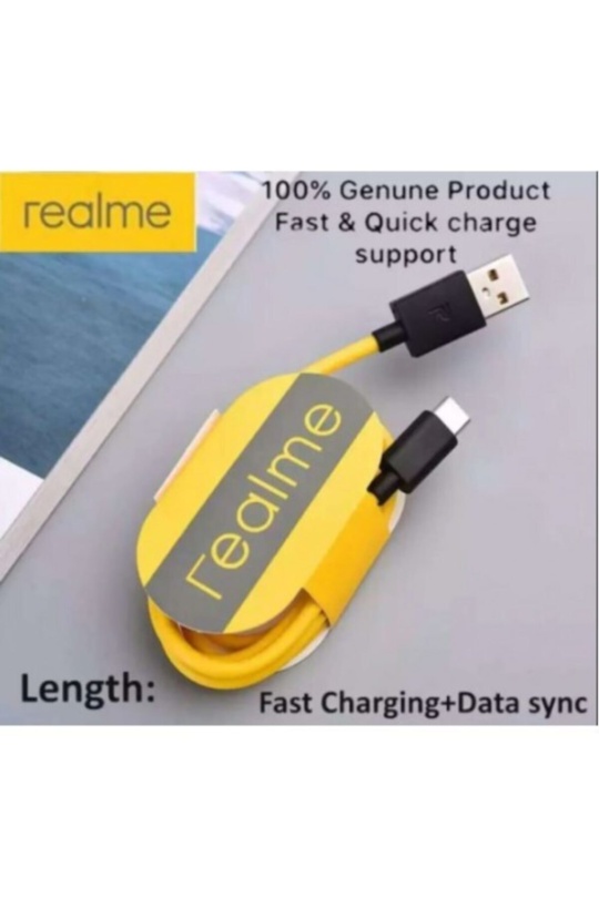 Realme Type-C Usb 3 0 Hızlı 1 Metre Kablo Data Kablo Sarı Renk Şarj Kablosu