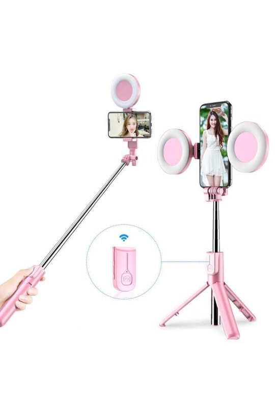 Live Bracket Canli Yayin Tripot Işıkli Selfie J861 Pembe