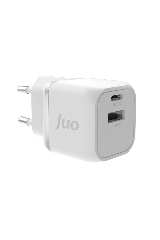 Juo 20W GaN USB-C + USB-A Şarj Aleti iPhone & iPad & Android Uyumlu PD QC4.0 Type-C Hızlı Şarj Cihazı Beyaz