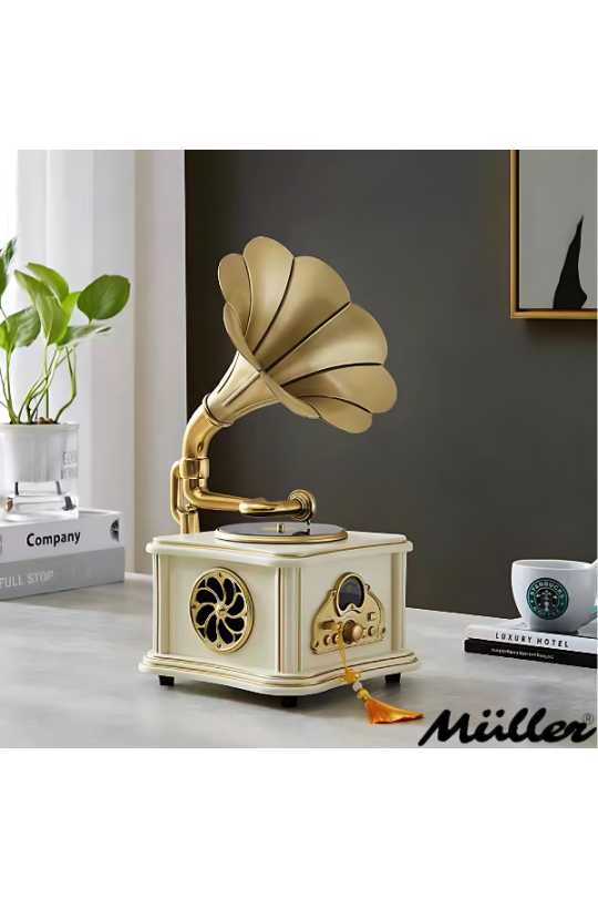 Müller Md-88 Dekoratif Bluetooth Gramofon Beyaz/Ivory White 220*200*400Mm