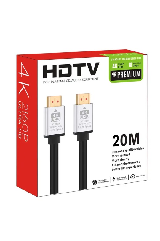 Hdmi Kablo 20 Metre 4K HDTV 2160P 18Gbps Premium