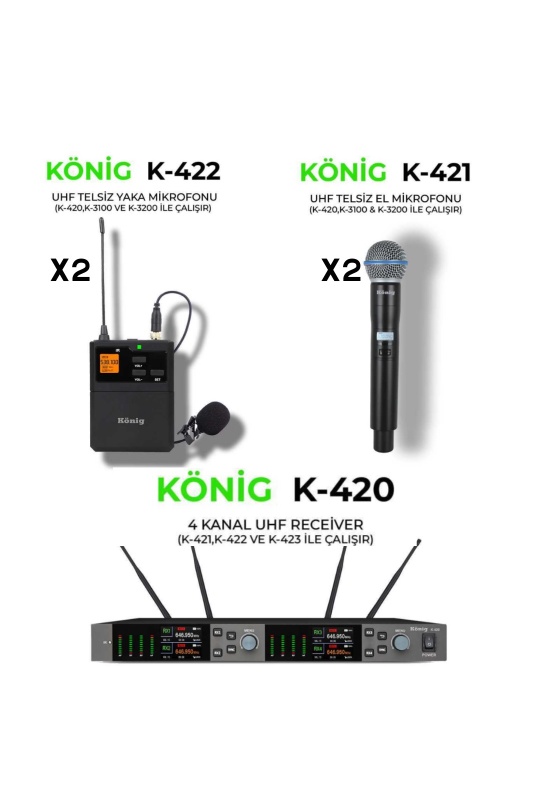 König K-420 4 Kanal 2 El 2 Yaka Telsiz Ses Sistemi