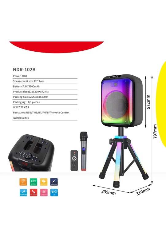 Ndr-102B Şarjlı Taşınabilir Hoparlör