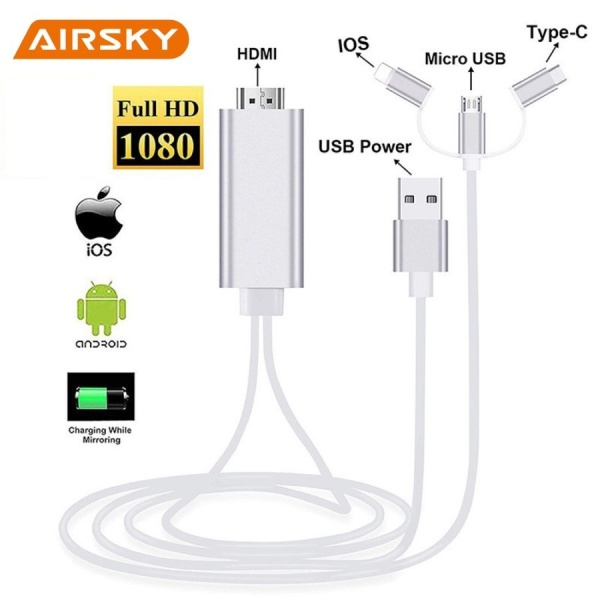 AIRSKY A5-14 3İN1 TO HDMİ MİCRO USB LİGHTNİNG TYPE C ( 3İN1) TO HDMİ