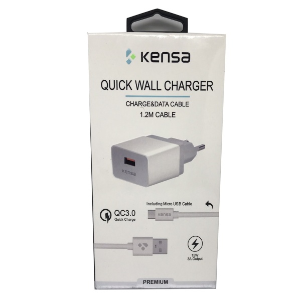 KENSA USB WALL CHARGER QC3.0 TYPE-C  QC-50 HIZLI ŞARJ  KABLOLU