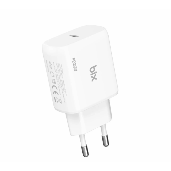 Bix PD20TA 20W Type-C PD Hızlı Şarj Adaptörü Beyaz