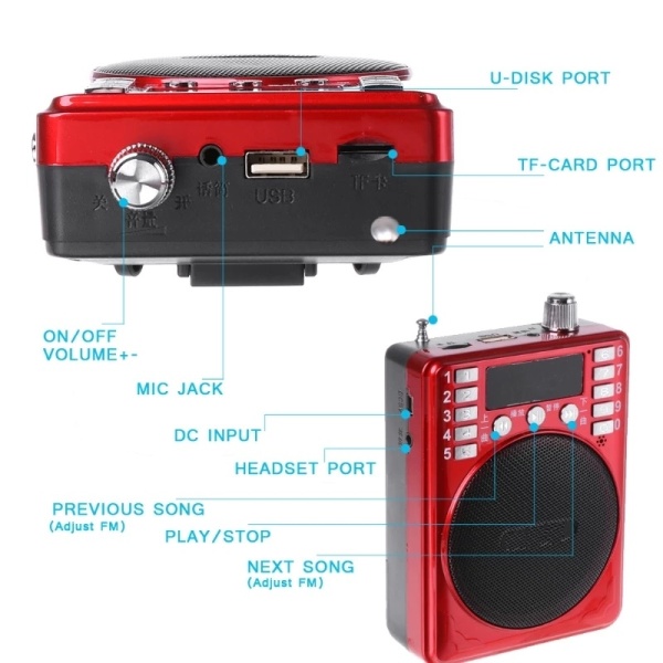 Öğretmen Amfisi Şarjlı Cep Amfi Mikrofonlu Kayıt Özelliği Usb Fm Cd Cart