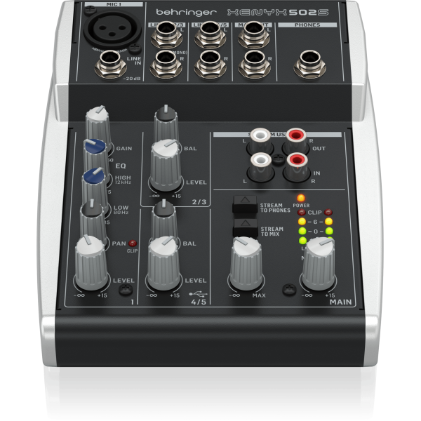Behringer XENYX 502S Premium Analog 5-Input Mixer with USB Streaming Interface