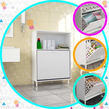 MODİLAYN Lidya 75x100 Renkli Ve Beyaz Bölmeli Çamaşır ve Erzak Dolabı