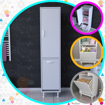 MODİLAYN ASEL 35 x 138 cm Çamaşır Ve Erzak Bölmeli Çok Amaçlı Dolap