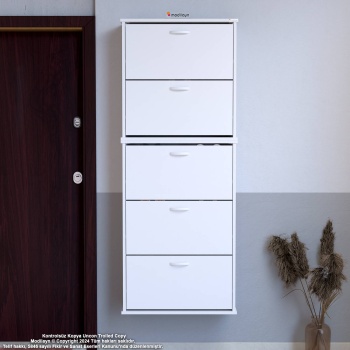 Modilayn VARBİ UMAY 2 Li Asma Kapı Önü 72x181x25, 5 cm’ lik 5 Düşer Kapak 10 Göz Bölme Ayakkabılık