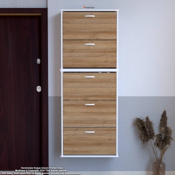 Modilayn VARBİ UMAY 2 Li Asma Kapı Önü 72 x 181 x 25, 5 cm  5 Düşer Kapak 10 Bölmeli Ayakkabılık