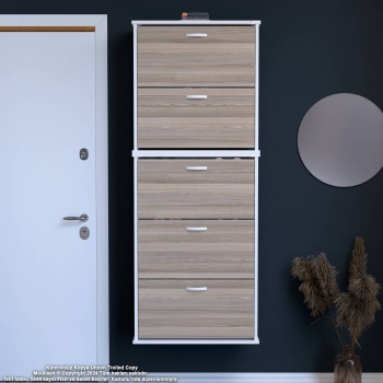 Modilayn VARBİ UMAY 2 Li Asma Antre 72x181x25, 5 cm’ lik 5 Düşer Kapak 10 Göz Bölme Raf Ayakkabılık