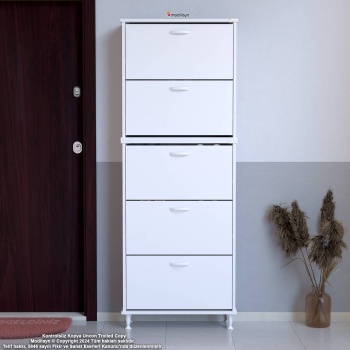 Modilayn VARBİ UMAY 2 Li Kapı Önü 72 x193x 25, 5 cm’ lik 5 Düşer Kapak 10 Göz Raflı Ayakkabılık