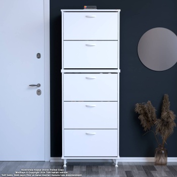 Modilayn VARBİ UMAY 2 Li Antre Hol 72 x193x 25, 5 cm’ lik 5 Düşer Kapak 10 Göz Raflı Ayakkabılık