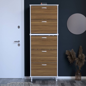 Modilayn VARBİ UMAY 2 Li Antre Hol 72 x193x 25, 5 cm’ lik 5 Düşer Kapak 10 Göz Bölme Raflı Ayakkabılık