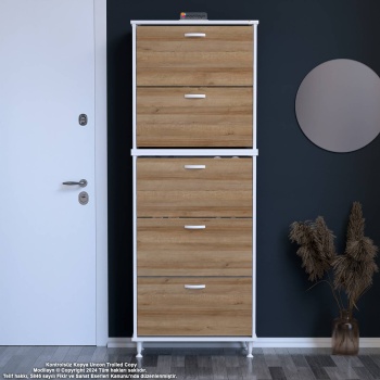 Modilayn VARBİ UMAY 2 Li Antre Hol 72 x193x 25, 5 cm’ lik 5 Düşer Kapak 10  Raflı Ayakkabılık
