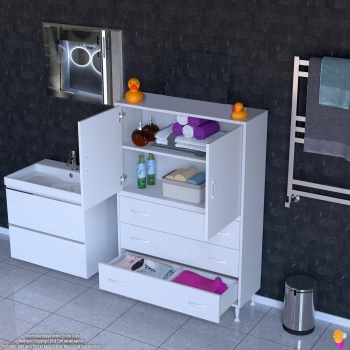 Modilayn İLKİM 100 x 138 x 32,5 cm lik Kapak İçi Çift Raflı ve 3 Çekmeceli Düzen Harikası Dolap