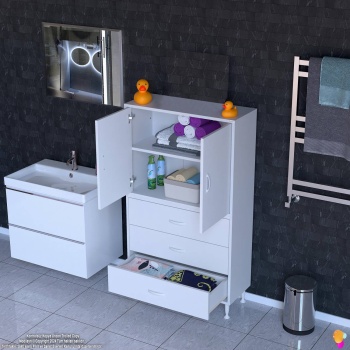 Modilayn İLKİM 80 x 138 x 32,5 cm lik Kapak İçi Çift Raflı ve 3 Çekmeceli Düzen Harikası Dolap