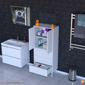 Modilayn İLKİM 55 x 138 x 32,5 cm lik Kapak İçi Çift Raflı ve 3 Çekmeceli Düzen Harikası Dolap